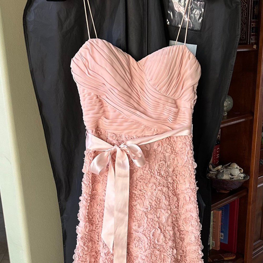 Aidan Mattox Pleat & Rosette Chiffon Gown